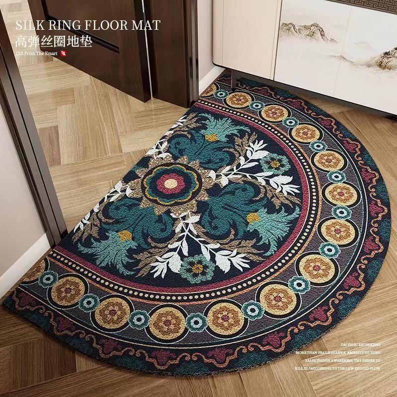 欧式入户门地垫中式半圆形丝圈地毯脚垫室外大门口进门垫子高级感