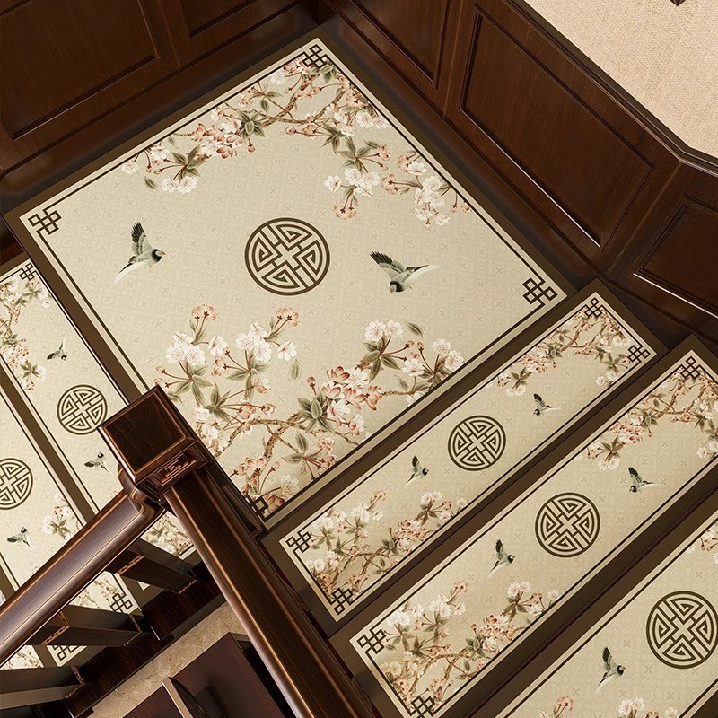 喜即玉殿春中式楼梯踏步垫免胶自粘家用防滑垫实木旋转脚步垫定制