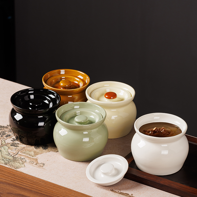 陶瓷瓦罐隔水炖蒸鸡蛋专用炖罐带盖汤罐沙县老式煲汤炖盅碗单人份