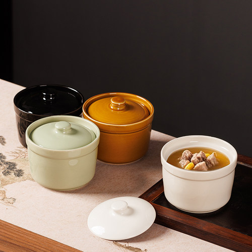 陶瓷瓦罐隔水炖加厚家用蒸鸡蛋中式沙县煲汤炖盅碗单人份养生罐