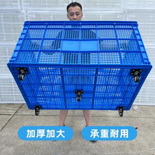周转箱筐收纳带号塑料加厚带快递筐胶筐箱大周转工厂 轱辘滑轮服装