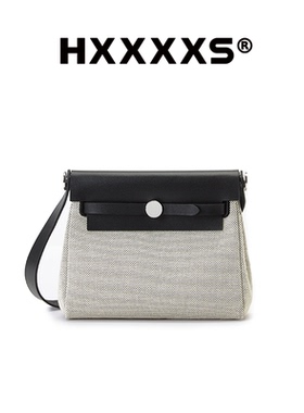 HXXXXS邮差包时尚复古通勤大容量品质女包头层牛皮帆布斜挎包