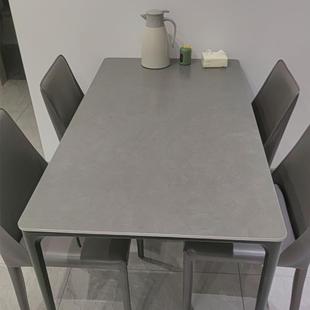 极简高级灰餐桌家用小户型现代简约岩板餐桌椅组合长方形饭桌 意式
