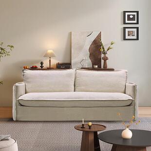 意式侘寂风棉麻布艺沙发现代简约可拆洗乳胶沙发双人小户型客厅