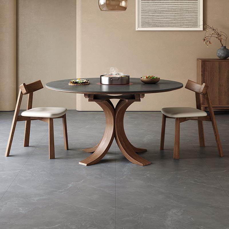 可伸缩圆形折叠岩板实木餐桌带隐藏电磁炉简约方圆两用可变圆桌,住宅家具,岩板餐桌,淘宝优惠券,粉丝福利购,淘宝优惠卷