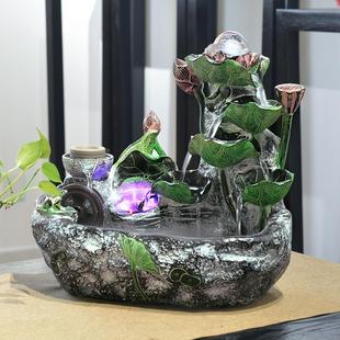 室内假山自动循环流水喷泉小摆件门店桌面水车风水轮摆件装饰礼品