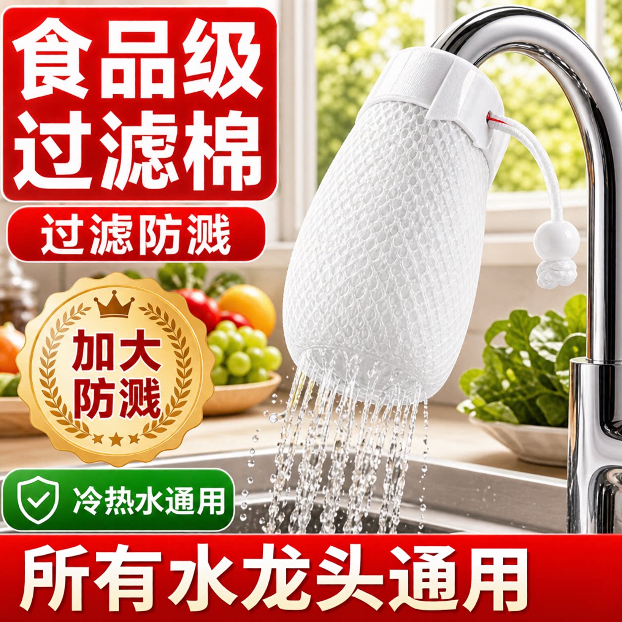 特厚水龙头过滤器棉袋防溅厨房家用加大自来水井水泥沙通用净化器
