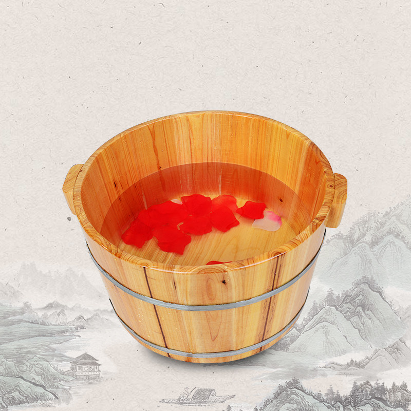 木盆洗脚盆泡脚桶木桶女家用小号送礼实木足浴盆加厚儿童成人足疗