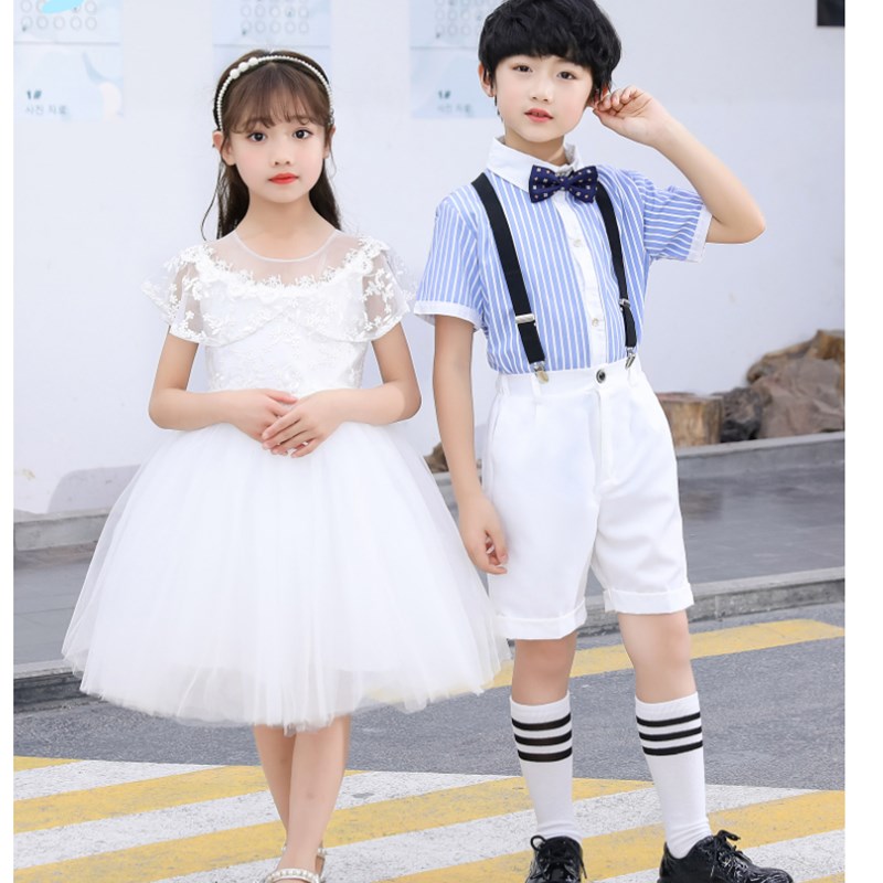 六一儿童演出服背带裤舞蹈蓬蓬裙男童礼服小学生大合唱表演服装校