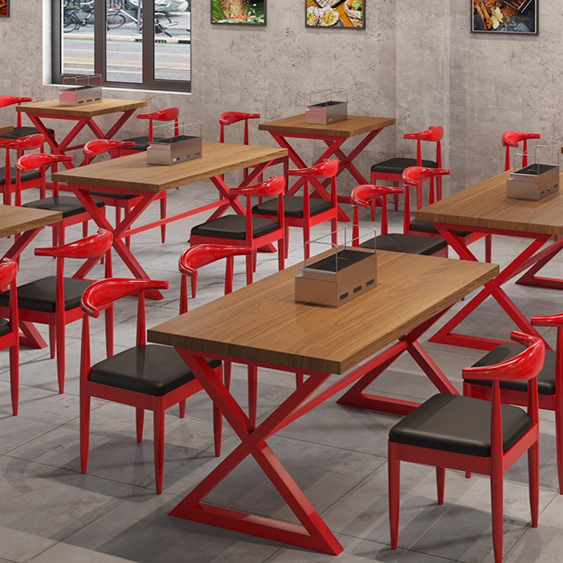 咖啡厅桌椅组合长条实木餐桌奶茶店工作室办公会议桌酒吧清吧餐厅