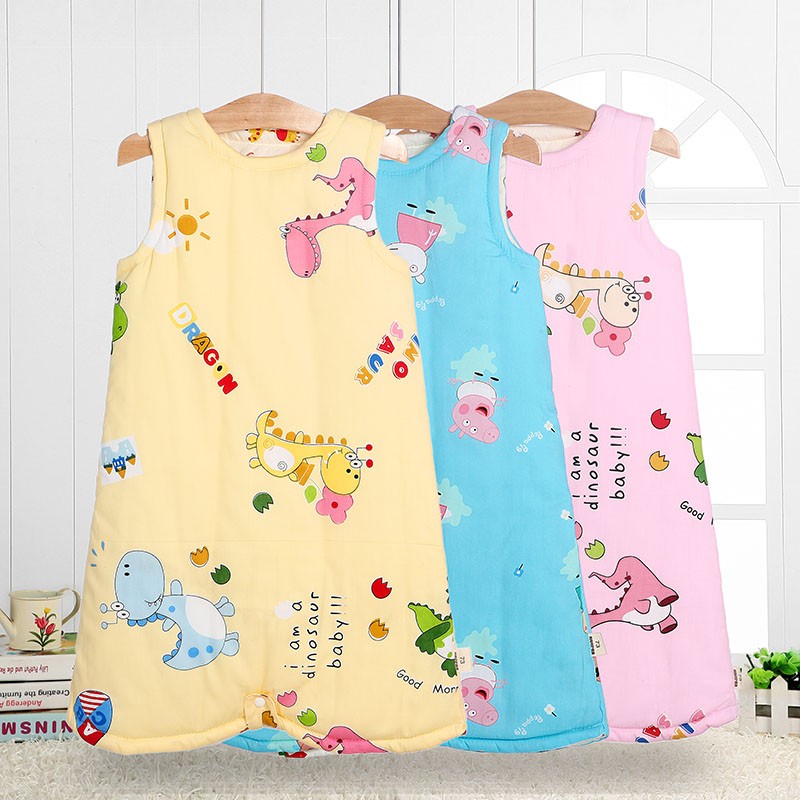 儿童睡袋秋冬季0-15岁纯棉宝宝背心式防踢被婴儿夹棉睡衣加厚睡袍