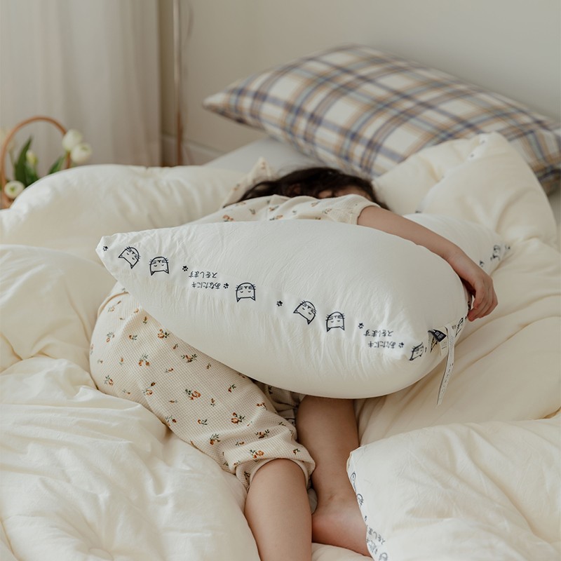 A类面料!纯棉枕芯柔软不染全棉枕头单人48*74cm一只中枕白色成人