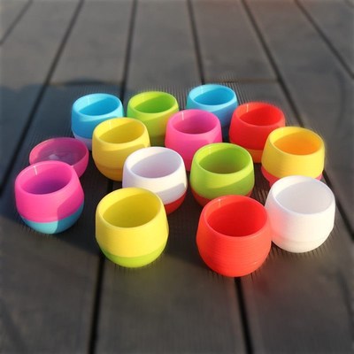 石丸彩虹塑料盆拇指花盆多肉盆栽自动储水懒人圆形生石花彩色花盆