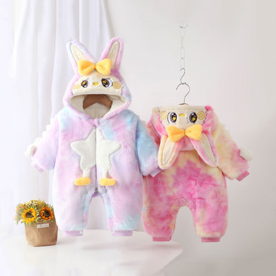 婴儿冬季连体衣加厚外出服