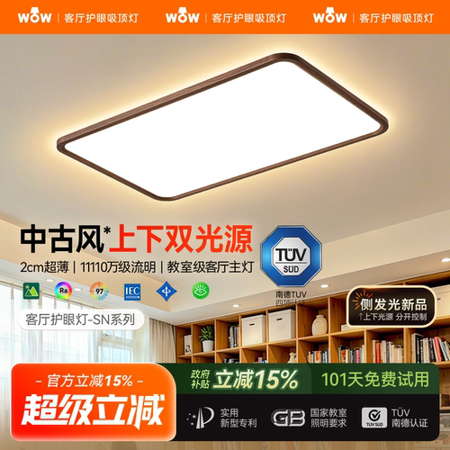 wow中古风客厅吸顶灯-上下光分控