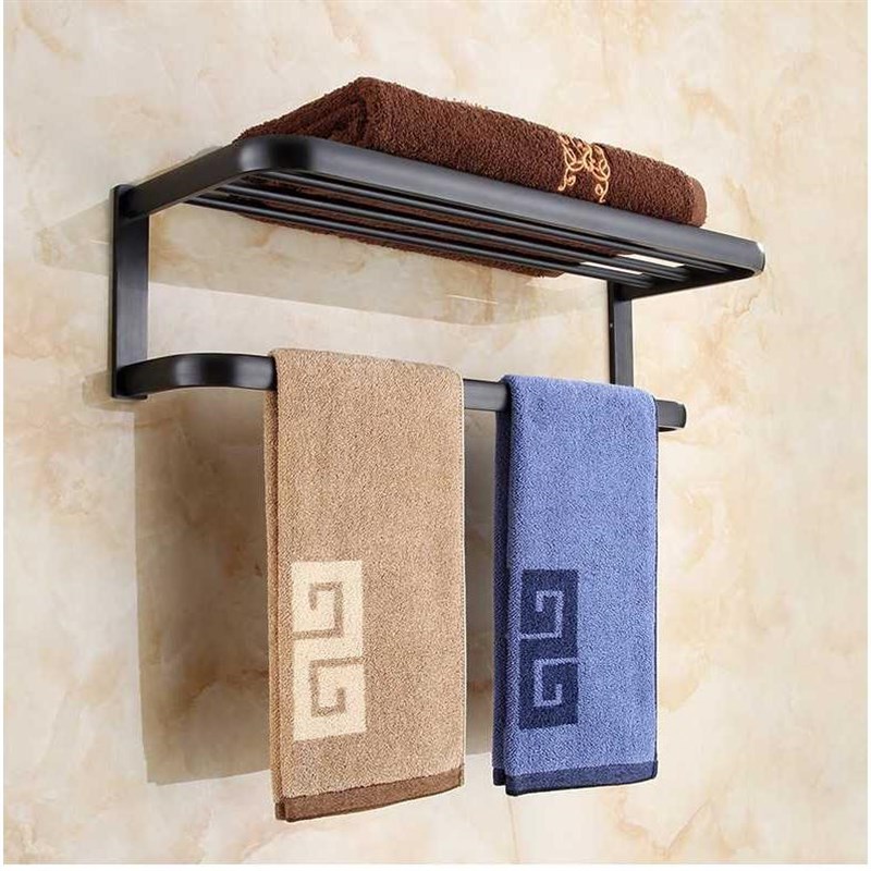 圣瑞佳 欧式黑古铜浴室五金挂件 黑色浴巾架置物架毛巾挂架套装