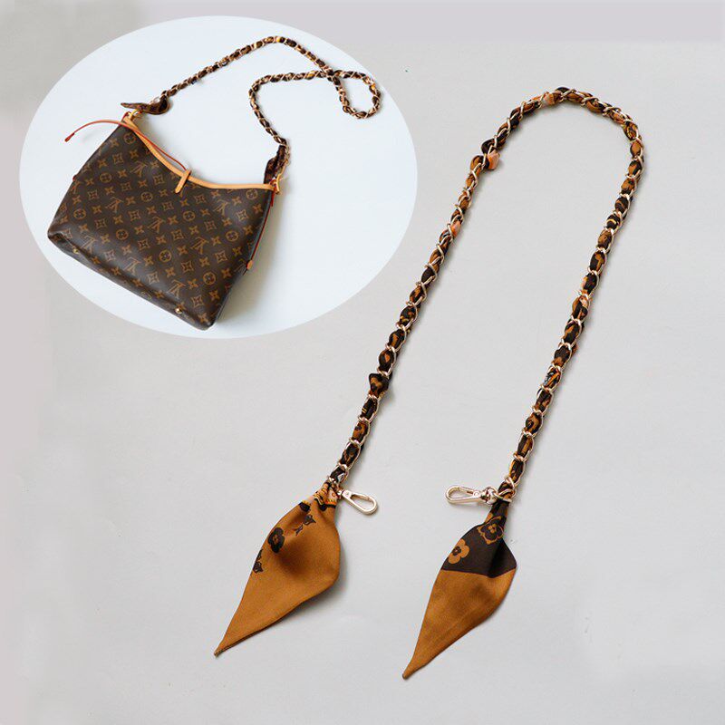 老花肩带丝巾链条包带单买包包链条配件高档丝巾编织包带腋下单肩