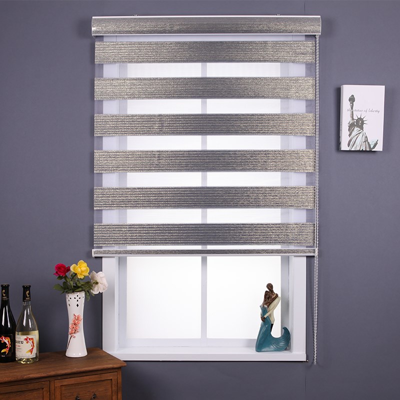 金丝八折柔纱帘双层遮光百叶窗帘卷帘遮光办公室客厅卧室升降窗帘