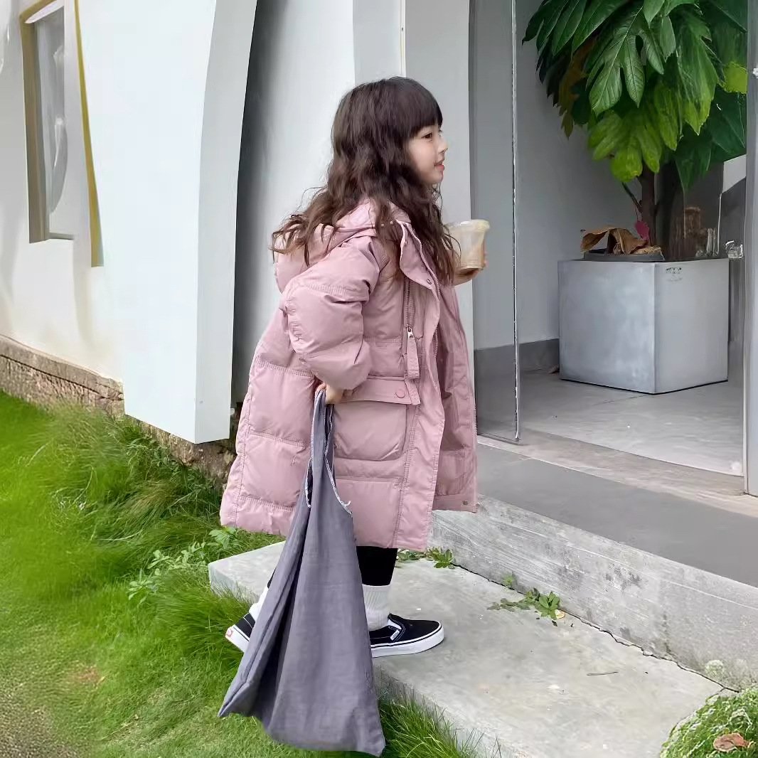 儿童中长款羽绒服新款男女童中大童韩版连帽冬季羽绒外套