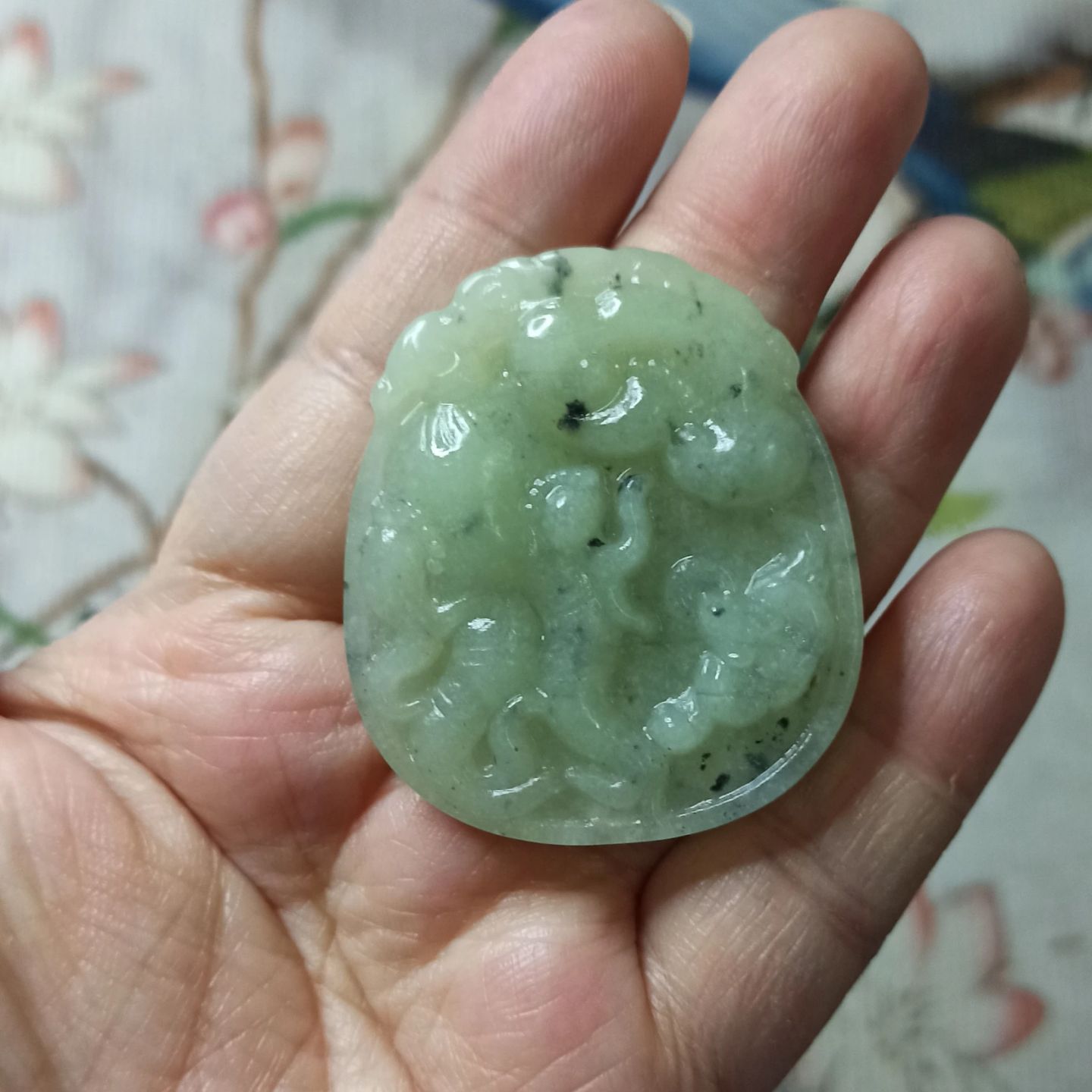 406天然玉石辽宁岫玉吊坠特色人生如意牌卡46X39mm左右满48元包邮