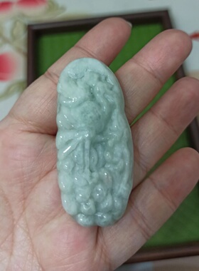 天然翡翠吊坠仿古牌雕刻凤凰牌