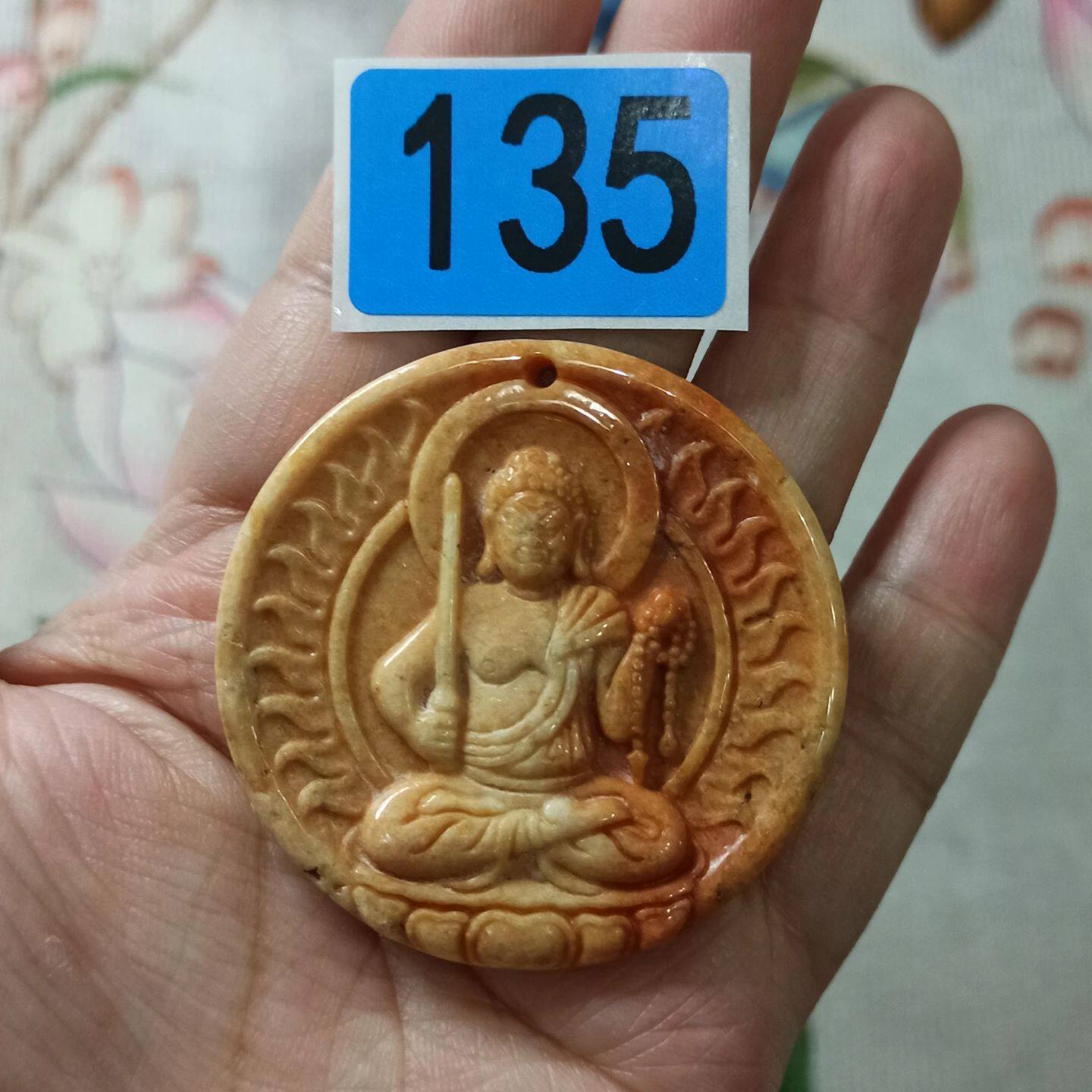 306缅甸天然翡翠吊坠烧红翡佛公牌子飘花卡49mm左右满48元包邮