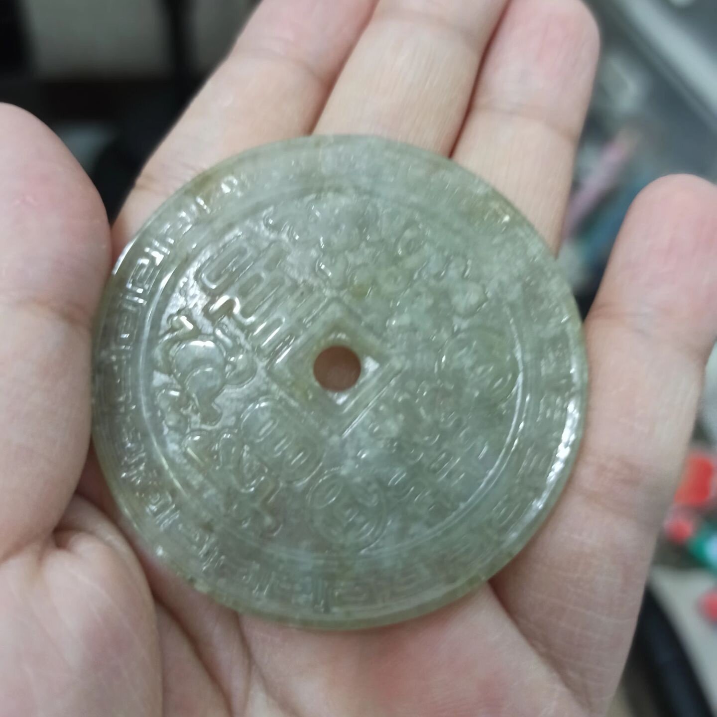 440缅甸天然翡翠吊坠仿古钱币福牌卡50mm左右玉石玉牌满48元包邮