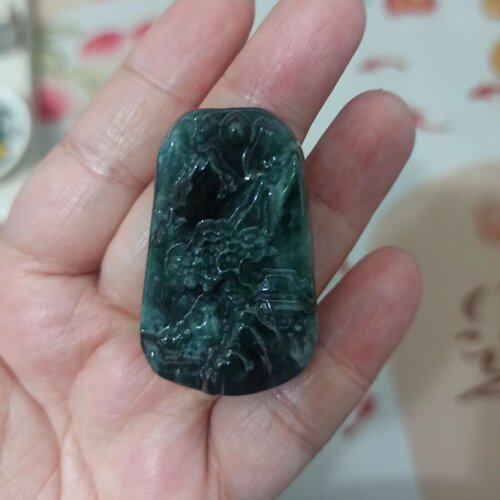 山水牌吊坠深色蓝水挂件