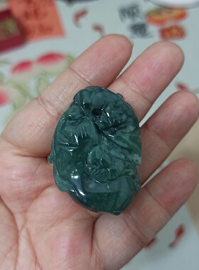 翡翠吊坠雕刻件手把件危料蓝水