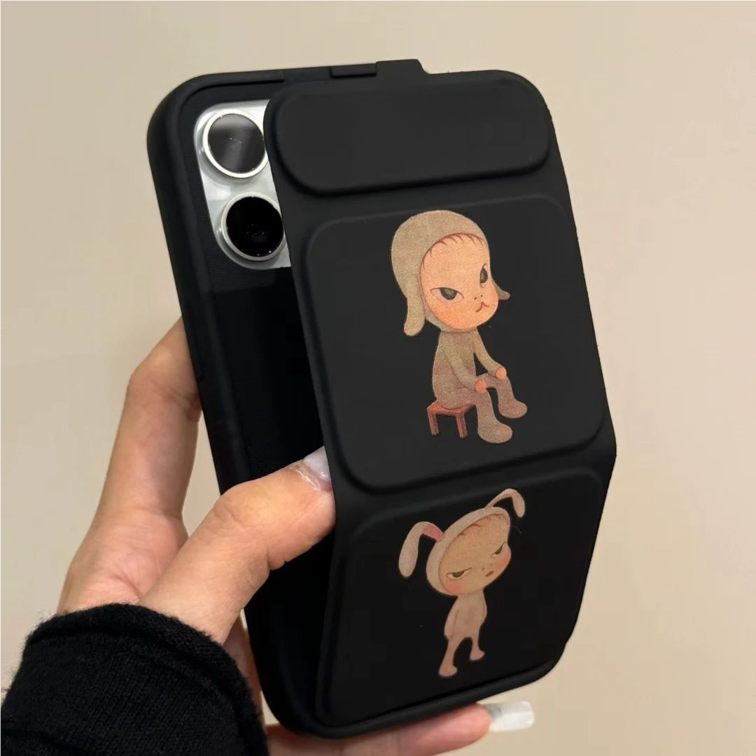 可爱奈良美智适用iPhone17promax手机壳折叠磁吸翻盖支架苹果16/15/14卡通华为Mate70趣味小米17/15保护套软