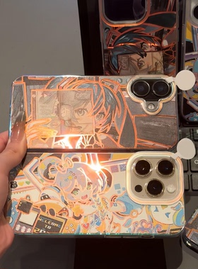 二次元洛天依CD初音手机壳适用iPhone16/15promax小众苹果14plus极光13pro少女12唯美风11镭射保护套xr软壳女