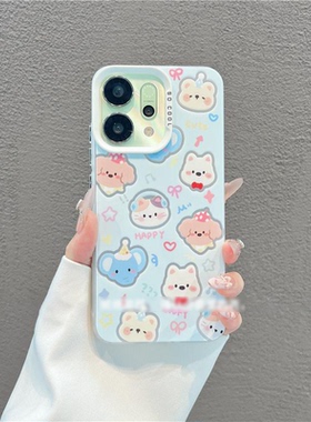 适用OPPOReno14/13pro新款ins风可爱满屏动物手机壳FindX8pro保护套vivos30promini卡通苹果16/15防摔软壳女