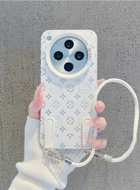适用OPPOfindX8/7pro白色凯蒂猫挂绳手机壳Reno10/11/12/13/14pro少女心KittyA96软壳iPhone16/17防摔保护套
