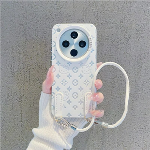 14pro少女心小猫A96软壳iPhone16 适用OPPOfindX8 17防摔保护套 7pro白色动物猫挂绳手机壳Reno10