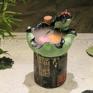 流水喷泉盆景鱼缸家居装 创意中式 饰桌面摆件客厅办公室加湿器