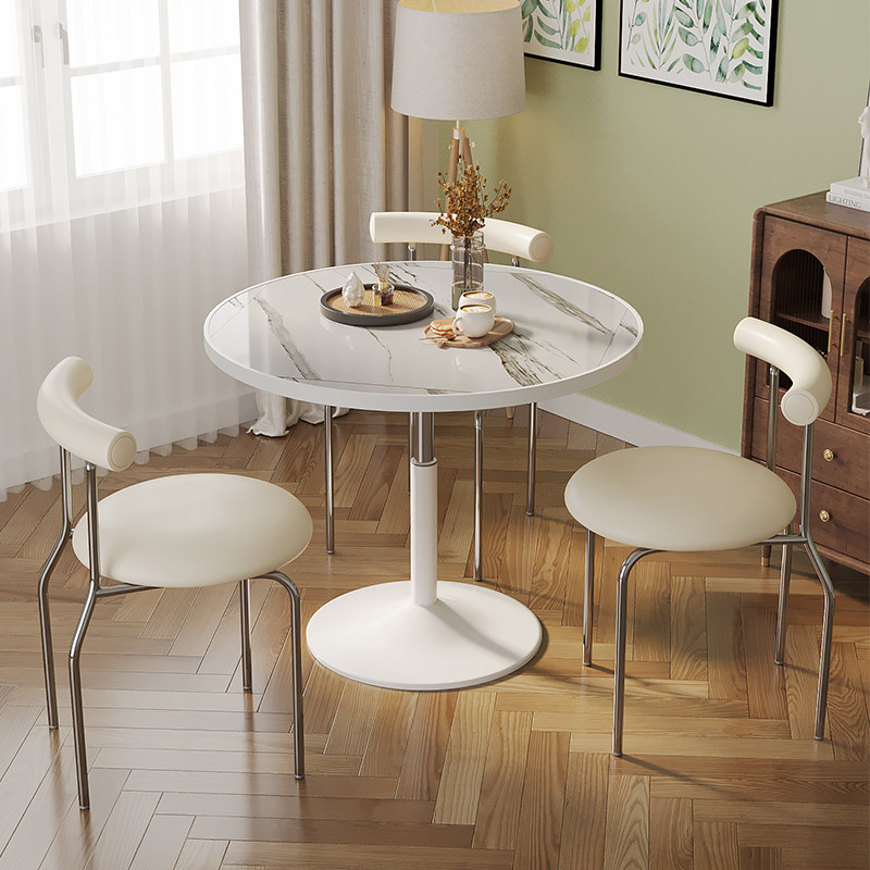 郁金香白色阳台休闲小圆桌简约洽谈桌椅板木餐桌家用升降床头小桌,住宅家具,板木餐桌,淘宝优惠券,粉丝福利购,淘宝优惠卷