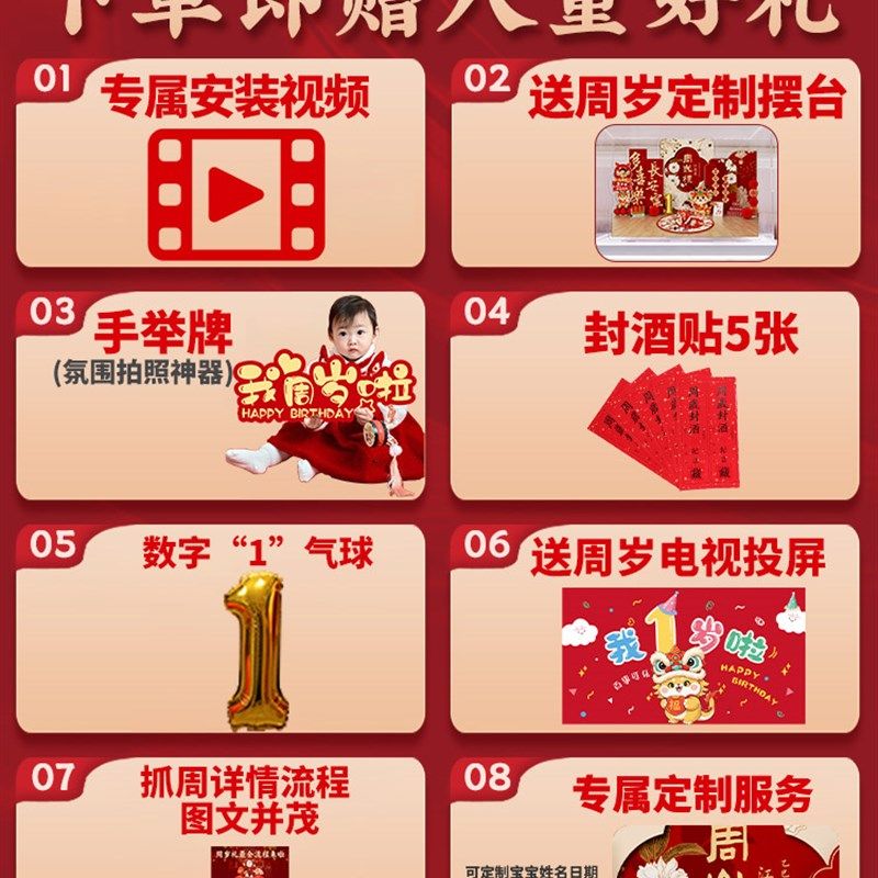 龙宝宝周岁生日布置抓周礼用品道具kt板背景墙装饰女孩男宝仪式感,节庆用品/礼品,气球,淘宝优惠券,粉丝福利购,淘宝优惠卷