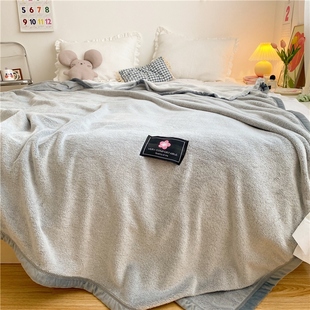 夏季薄款小毛毯铺床办公室午睡毯儿童单人被子珊瑚绒纯色空调毯子