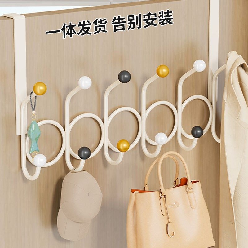 免打孔门后挂钩置物架厨房浴室铁艺门上挂衣架悬挂免钉无痕衣帽钩,收纳整理,挂钩/粘钩,淘宝优惠券,粉丝福利购,淘宝优惠卷