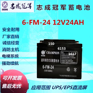 志成冠军蓄电池6-FM-24 12V24AH阀控式通信基站直流屏UPS电源EPS