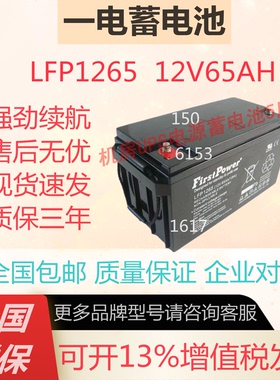 一电蓄电池LFP1265 12V65AH UPS消防机房免维护直流屏医疗设备EPS