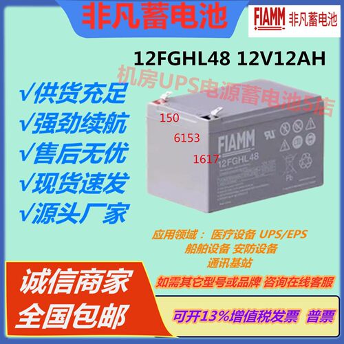 FIAMM非凡蓄电池12FGHL48 12V12AH阀控式免维护UPS医疗设备机房