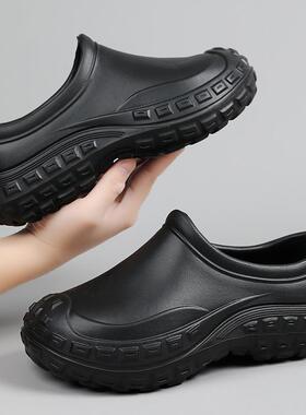 正货工作鞋女黑色厨房防滑鞋久站不累脚软底防油上班防水肯德基厨