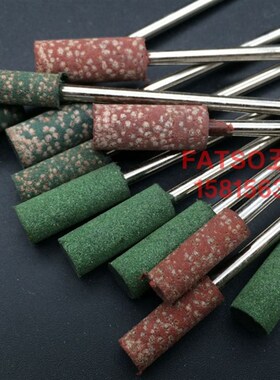 橡胶磨头加长柄绿色芝麻磨头圆柱876*80mm弹性海绵磨头金属抛光打