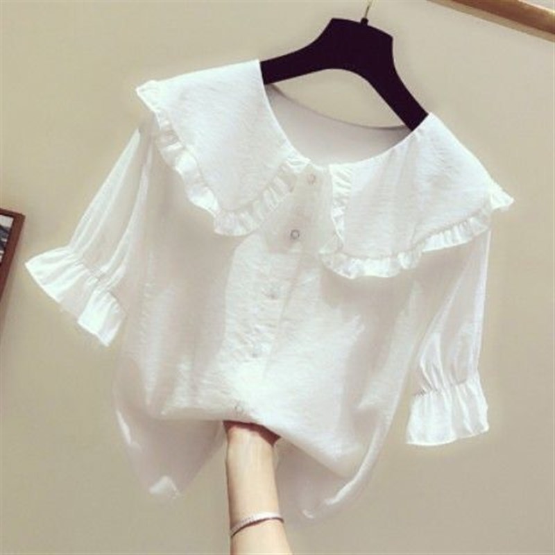 软妹lo裙jk衬衫lolita内搭长袖冬内衬灯笼袖娃娃领加绒加厚学生