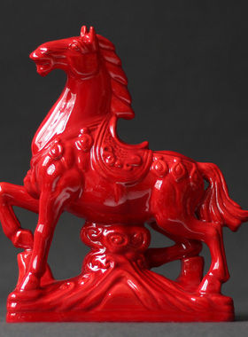 唐三彩马陶瓷马摆件赤兔马工艺礼品客厅装饰品送礼新中式桌面摆件