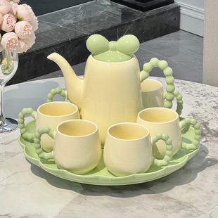 茶具茶壶轻奢客厅奶油生日礼物乔迁风陶瓷水杯送人子茶杯 家用套装