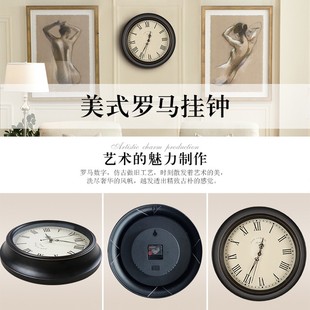 飾輕奢掛鐘時鐘歐式 靜音機芯大掛表石英鐘 復古鐘表掛鐘客廳裝 美式