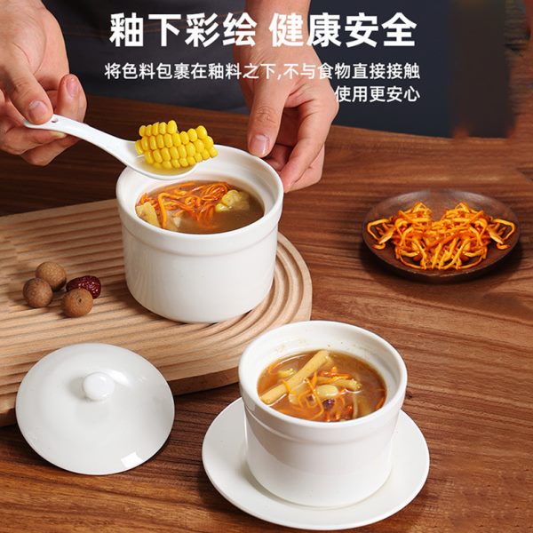 陶瓷炖盅隔水炖家用带盖蒸菜鸡蛋羹汤盅炖罐专用蒸蛋碗煲汤小瓦罐