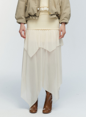 ORA GENESIS2025年冬季新品时尚雪纺拼接针织半裙